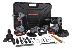 Аккумуляторный бесщеточный набор 3в1 ProfiPower (перфоратор, УШМ, шуруповерт)