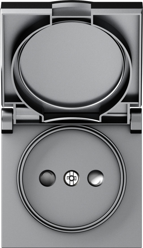 Накладка для розетки без заземления, с крышкой, 16A 250 В~, матовый серый, серия A07