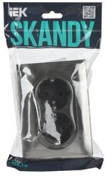 SKANDY Розетка 2-местная с заземлением с защитными шторками 16А в сборе SK-R07N металл никель IEK