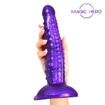 Фиолетовый фантазийный фаллоимитатор 25см с пупырышками Bior Toys Magic Hero MH-13003