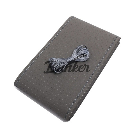 Оплетка рулевого колеса экокожа перфорация (Серая шнуровка) VSALONE