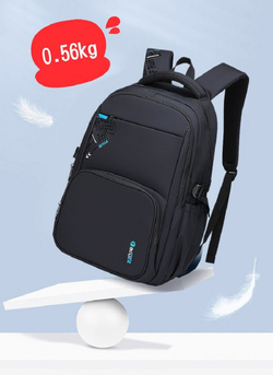 Рюкзак мужской городской повседневный пикник для отдыха, черный / голубой, уценка