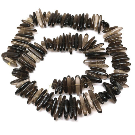 Кварц дымчатый ок14х3-18х4 мм, бусины удлиненные (нить 38 см)