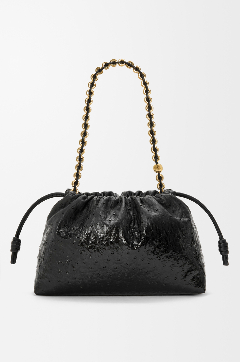Loewe Сумка Flamenco среднего размера из лакированной кожи страуса с градиентным переходом цвета, черный