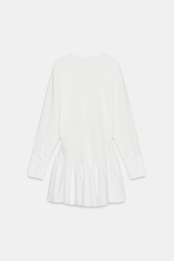 ZARA КОРОТКОЕ КОМБИНИРОВАННОЕ ПЛАТЬЕ С РУКАВАМИ «ЛЕТУЧАЯ МЫШЬ», БЕЛЫЙ