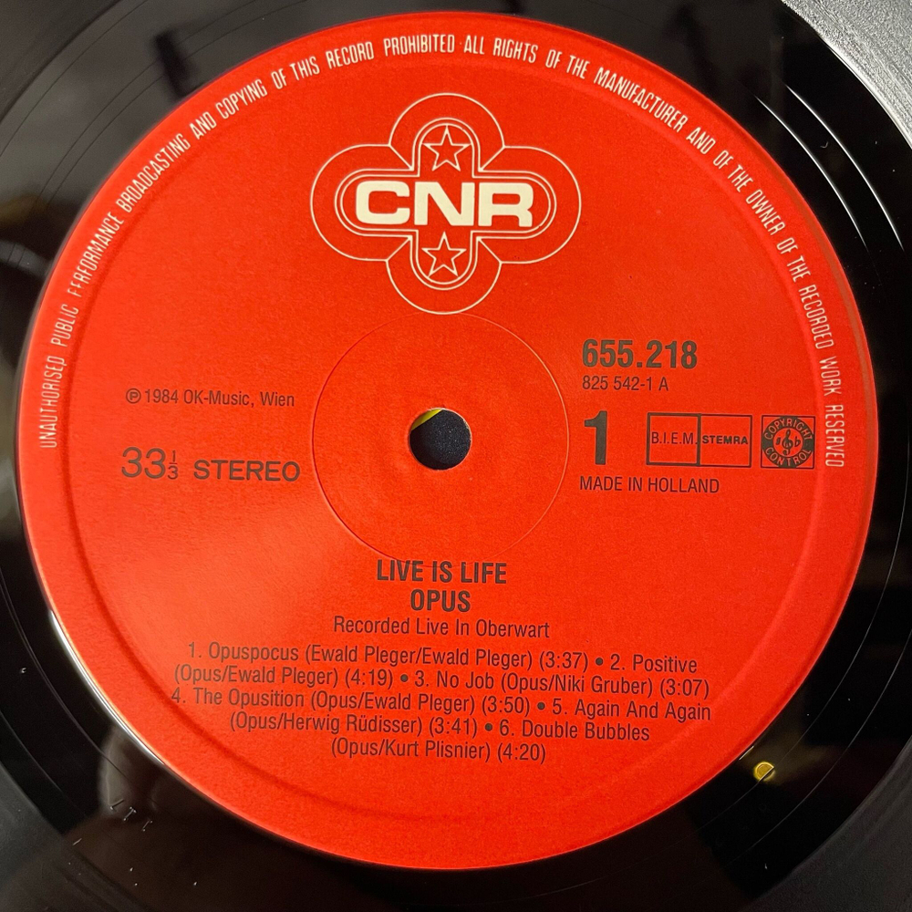 Винтажная виниловая пластинка LP Opus Live Is Life (Holland 1984) Double Bubbles