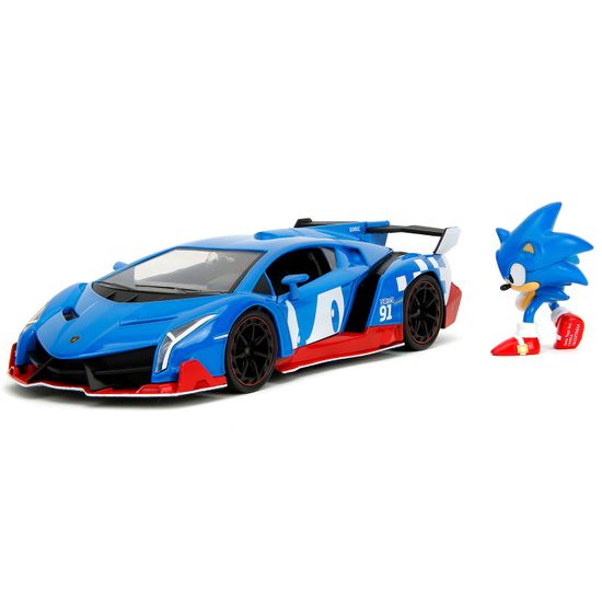 Модель Машинки Hollywood Rides 1:24 с Фигуркой 2.75"Соник Sonic the Hedgehog Lamborghini Veneno 35433