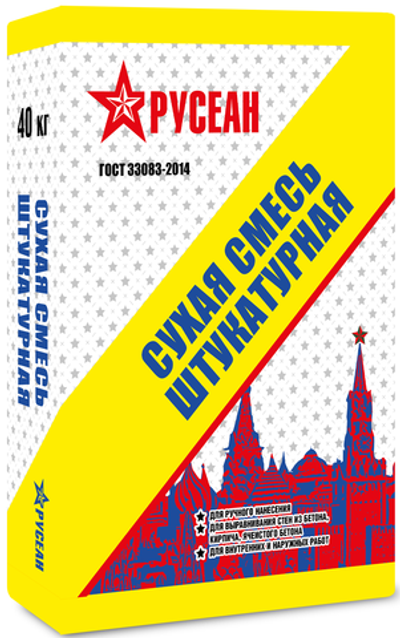 Сухая смесь универсальная штукатурная М-150 (модифицированная) Русеан 40 кг (49 меш/под)