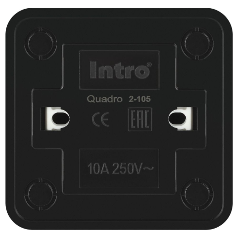 Выключатель Intro Quadro 2-105-05 двойной с подсветкой 10А-250В IP20 ОУ антрацит | Intro