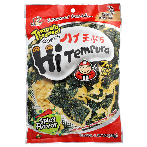 Tao Kae Noi, HiTemura Seaweed Snack, пряный вкус, 36 г (1,27 унции)