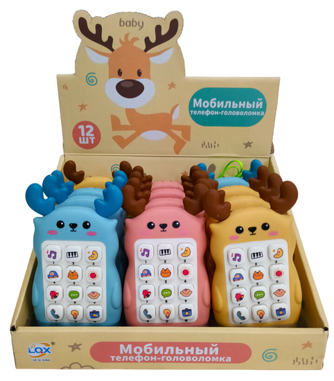 Интерактивный детский телефон - развивайка " Оленёнок " , в ассортименте