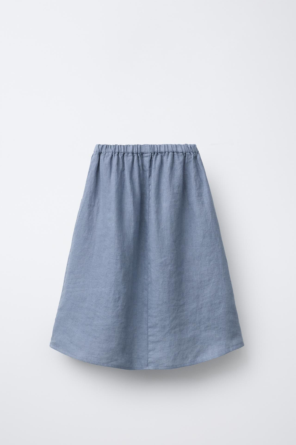 ZARA ЮБКА МИДИ ИЗ 100% ЛЬНА, СИНИЙ