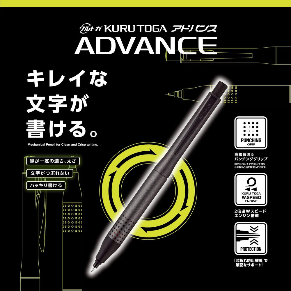 Механический карандаш 0,5 мм Uni Kuru Toga Advance Upgrade Model Gun Metallic