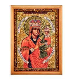 AMB-71/ 7 Икона Божией Матери «Споручница грешных» (с янтарной крошкой) дер.краш.рамка 21х30