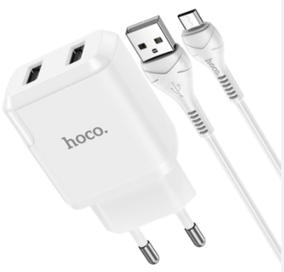 Сетевое зарядное устройство Hoco (N7) Speedy 2xUSB 10W + кабель Micro-USB 100 см (белый)