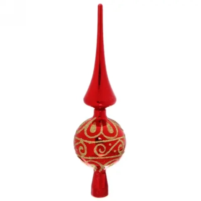 Верхушка на ёлку 26 см «Золотой узор» красный