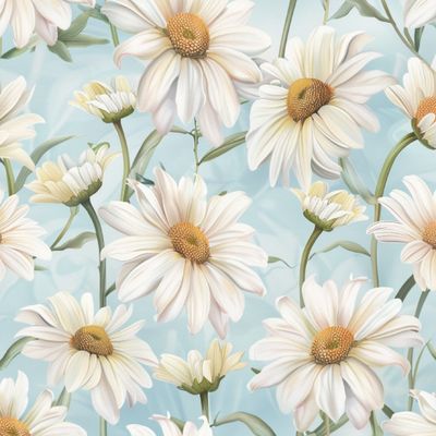 Ромашки на голубом фоне