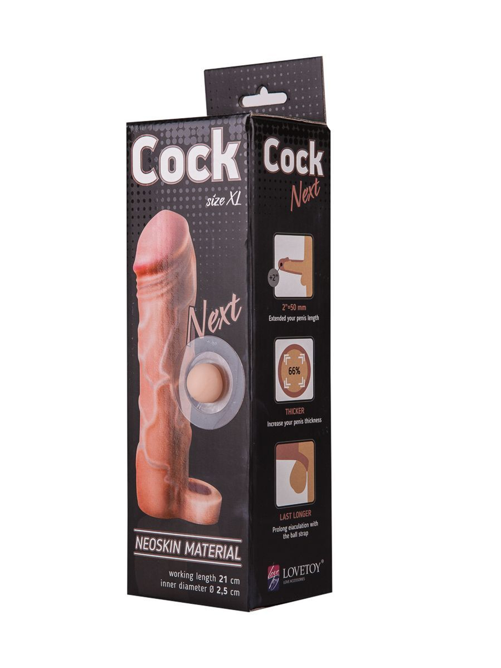Фаллоудлинитель с кольцом COCK size XL - 21 см. (Цвет: телесный)