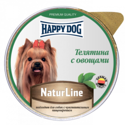 Happy Dog консервы для собак с телятиной и овощами 125 г паштет (ал.баночка) (Россия) Natur Line