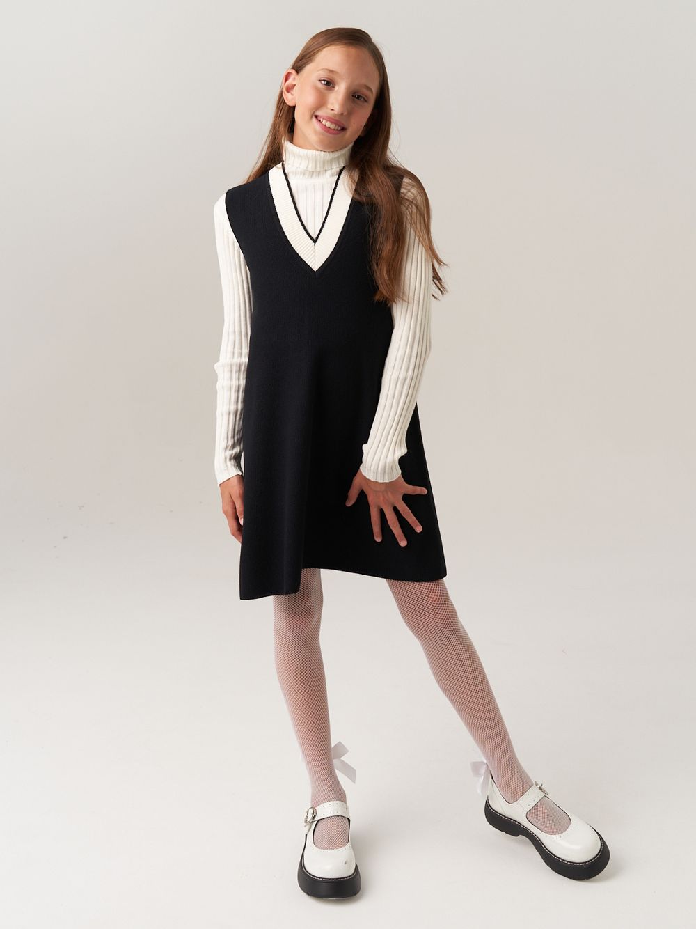 Сарафан школьный для девочки AT974 черный