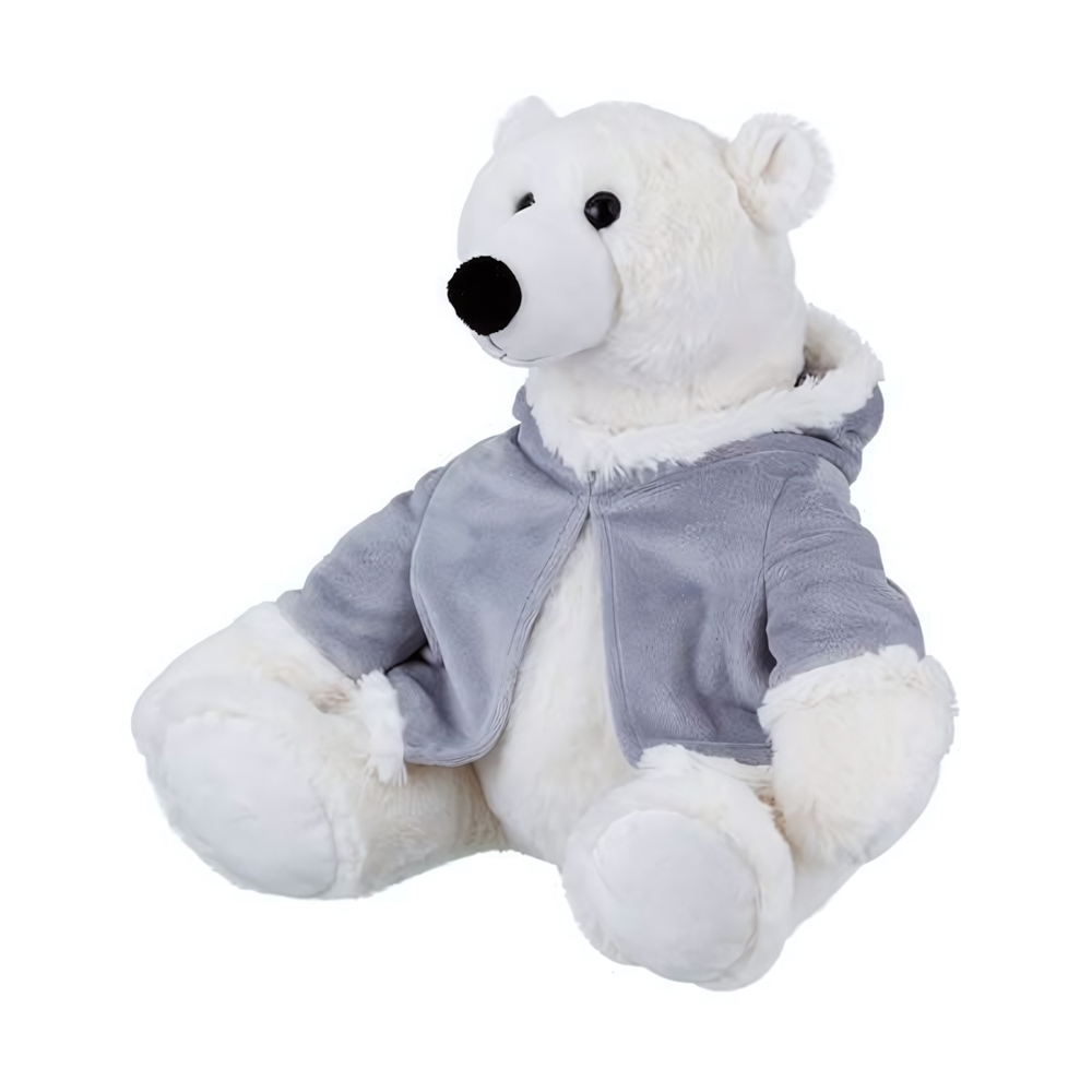Полярный мишка в меховом пальто с капюшоном 23*15*15см. в пакет (Relana)