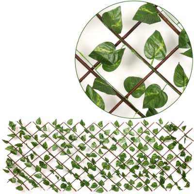 Забор декоративный «Виноградная лоза» при ширине 2 м высота 0,95 м (h-1,2м в сложенном), Зеленый