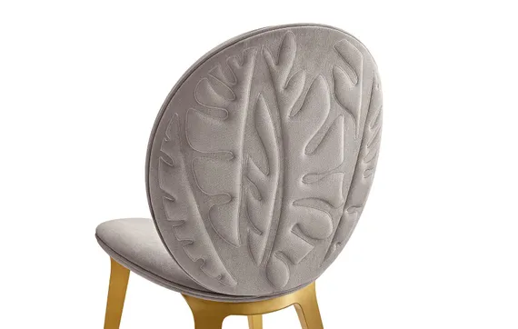 Стул Cava серо-бежевый с золотыми ножками