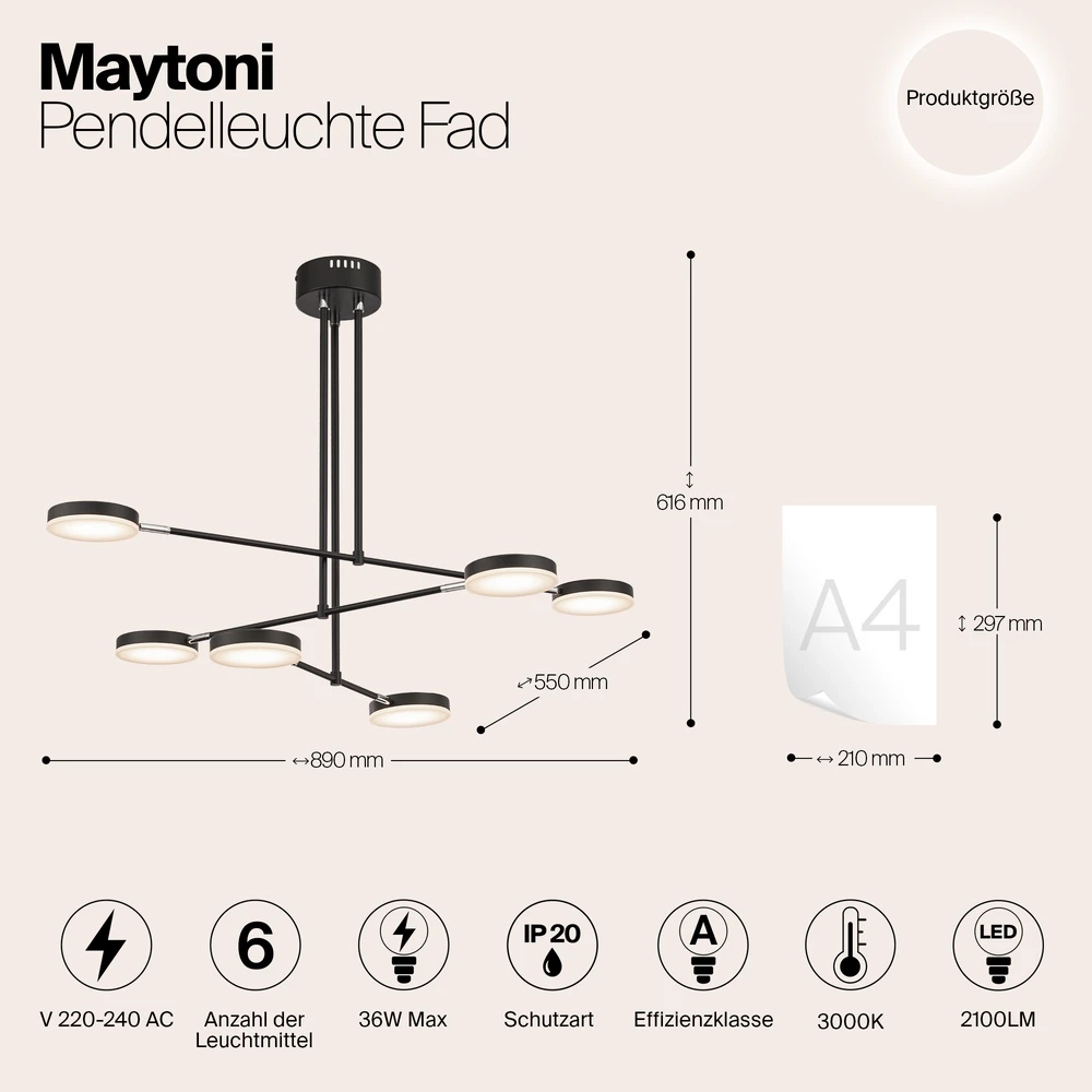 Люстра на штанге Maytoni FAD MOD070PL-L38B3K