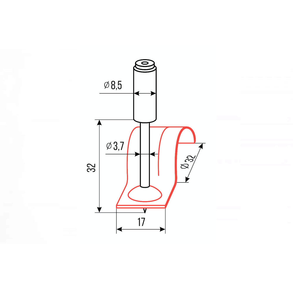 Гвозди монтажные пироксилиновые PA32-32K (гвоздь-скоба 32 мм, красный, 60 шт/уп) FEDAST