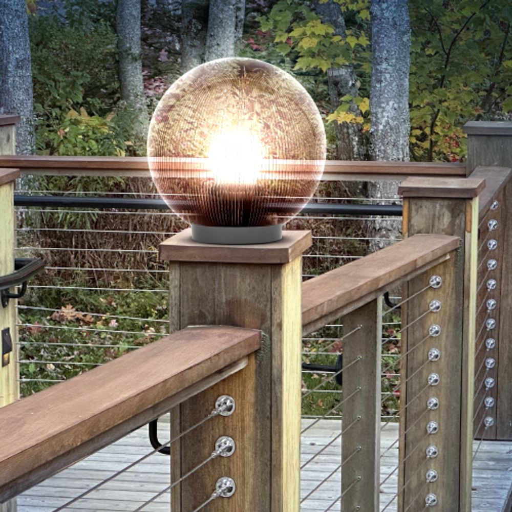 Садово-парковый светильник ЭРА НТУ 02-60-205 шар дымчатый призма на опору / кронштейн IP44 Е27 max60Вт d200mm