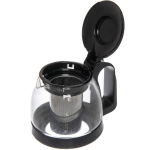 Чайник заварочный стеклянный 700 мл с металлическим ситом, цвет черный