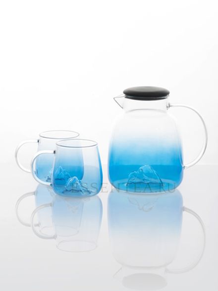 Набор посуды "Мейтонг" из стекла, (кувшин на 1800мл и две чашки по 300мл )