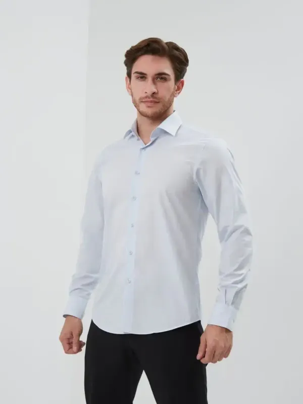 Рубашка приталенная SLIM FIT с длинным рукавом, светло-голубая