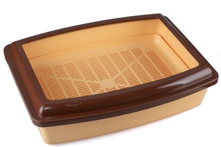 Туалет для кошек Премиум "ГЛУБОКИЙ ПОЛНЫЙ КОМПЛЕКТ" (Сливки/Венге) ВАКА 430*325*120