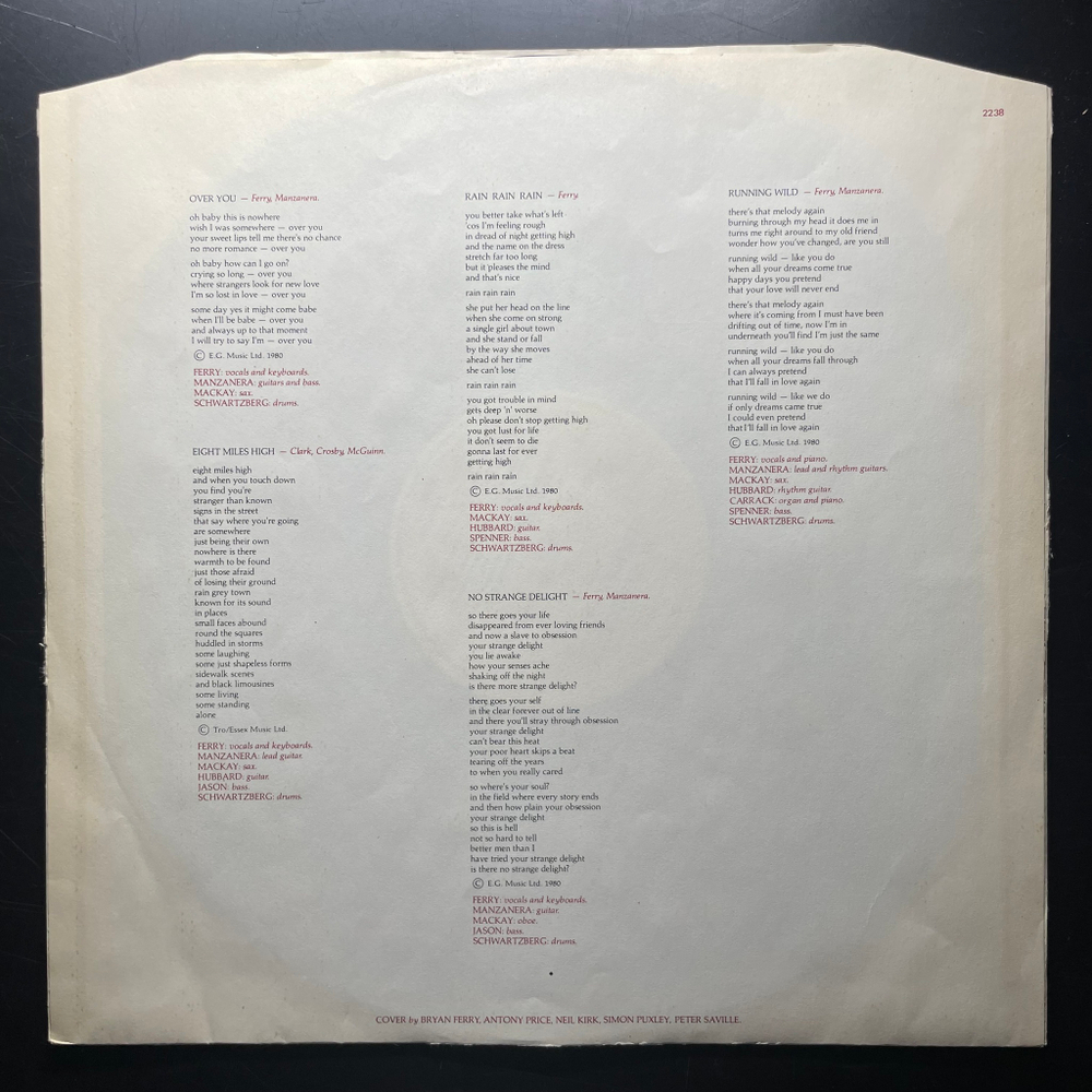 Roxy Music - Flesh + Blood (Скандинавия 1980г.)