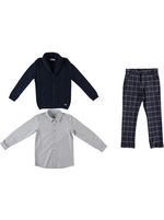 кардиган с рубашкой и брюками