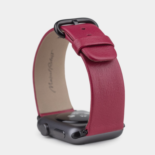 Ремешок для Apple Watch 44/45/46 mm из кожи теленка,  цвета малины