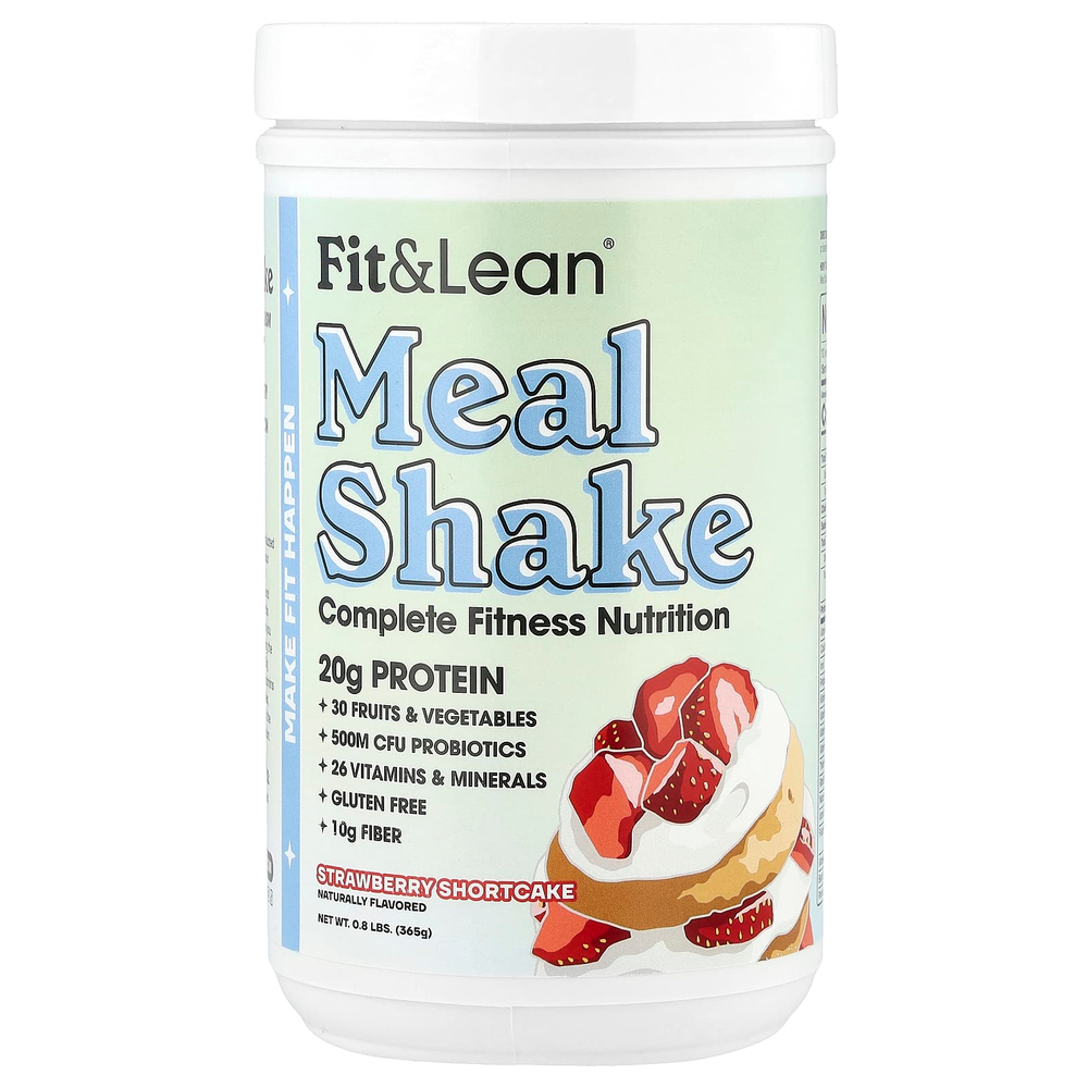 Fit & Lean, коктейль-заменитель пищи, комплексное питание для фитнеса, со вкусом пирожного с клубникой, 365 г (0,8 фунта)