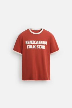 ZARA ФУТБОЛКА С ПРИНТОМ, КРАСНЫЙ