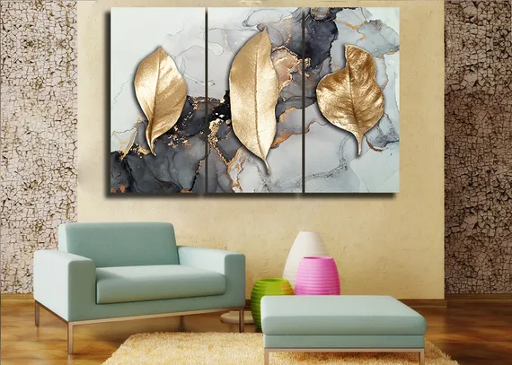 Модульная картина "Черно-белый мрамор"