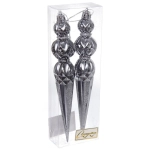 Ёлочные игрушки «Волшебная сосулька» 17,8 см (набор 2 шт), Графит/серебро