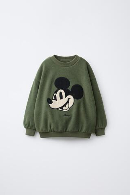ZARA ТОЛСТОВКА ИЗ ОВЧИНЫ MICKEY MOUSE © DISNEY, ХАКИ