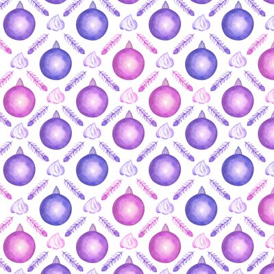 Новогодние шары и безе фиолетово-розовые