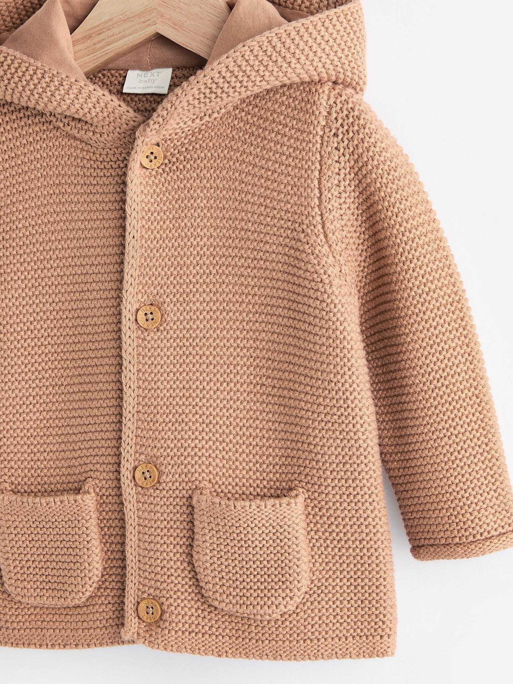 Вязаный кардиган с капюшоном для малышей Next K90-706, Бежевый