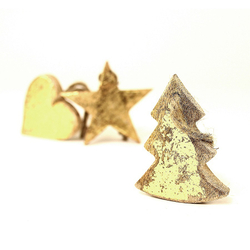 Украшения подвесные golden stars/trees/hearts, деревянные, в подарочной коробке, 24 шт.