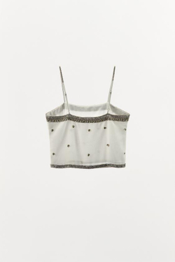 ZARA ТОП НА БРЕТЕЛЯХ С ПАЙЕТКАМИ, СЕРЫЙ