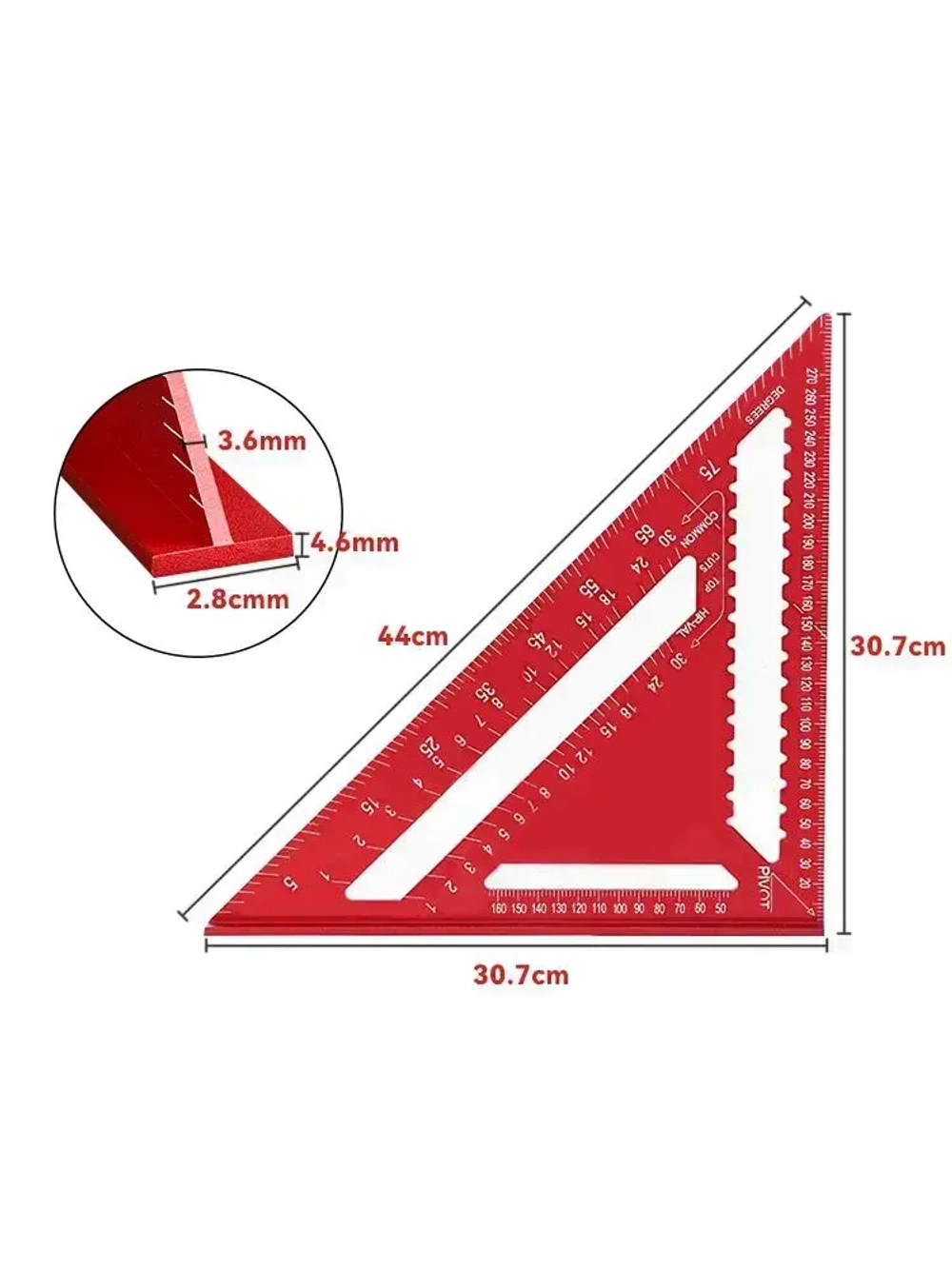 YICITY Многоцелевая треугольная алюминиевая линейка для деревообработки/12 футов/единицы мм/300мм*400мм