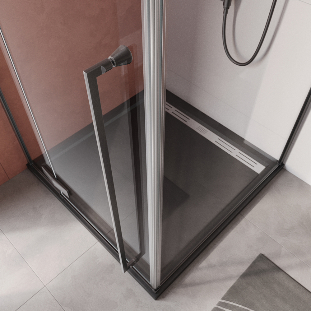 Душевой уголок Cezares LINER-AH-1-120/90-C-GM-R, 120х90х195, правосторонний, профиль оружейная сталь, стекло прозрачное