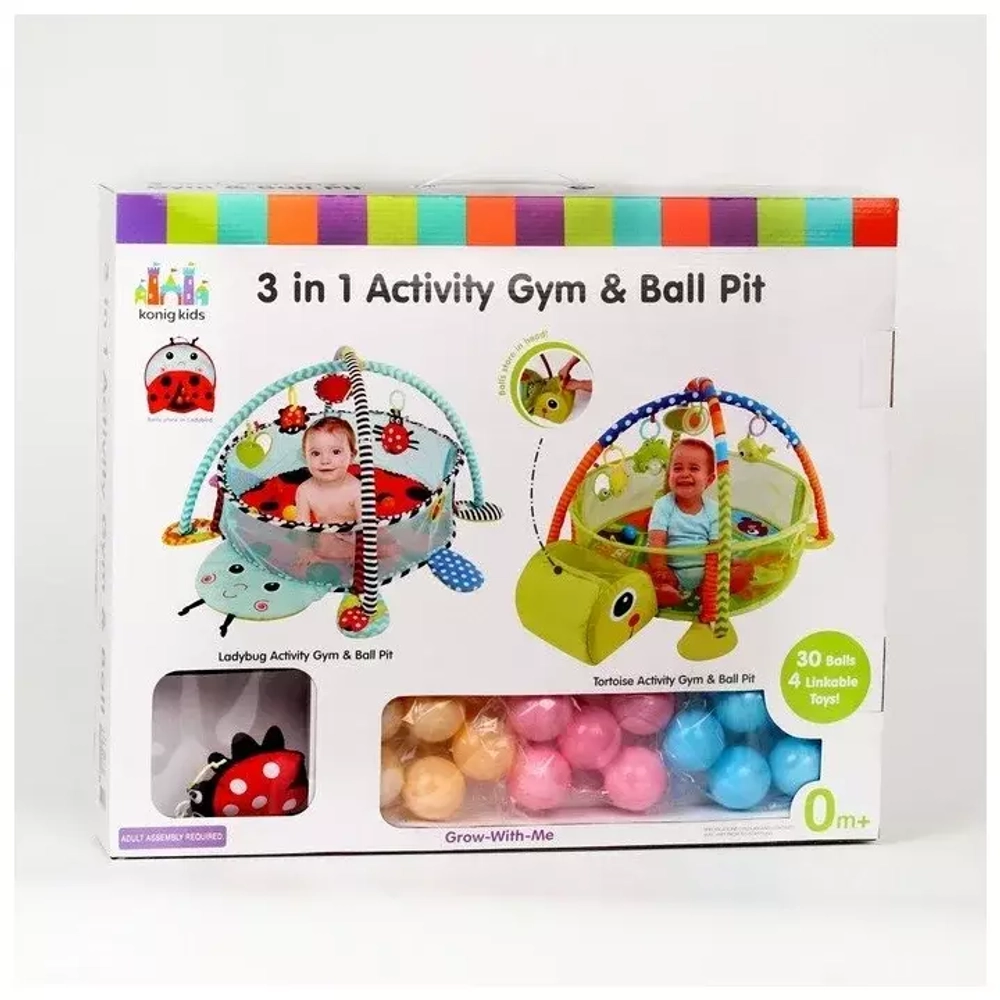 Развивающий коврик "БОЖЬЯ КОРОВКА" 3в1 с шариками