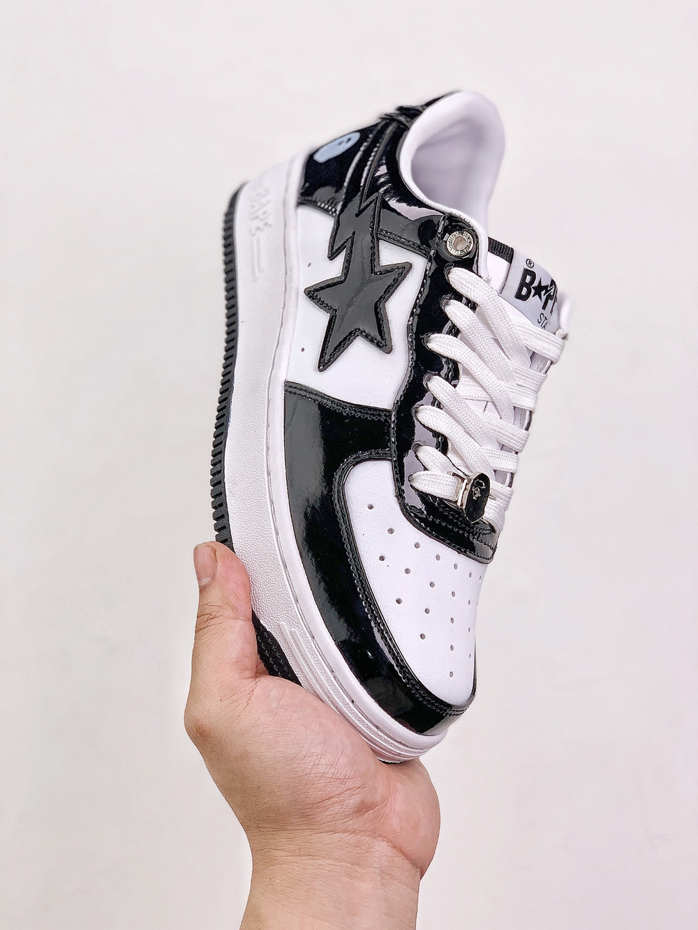 A Bathing Ape Bape Sta Patent Leather Black White